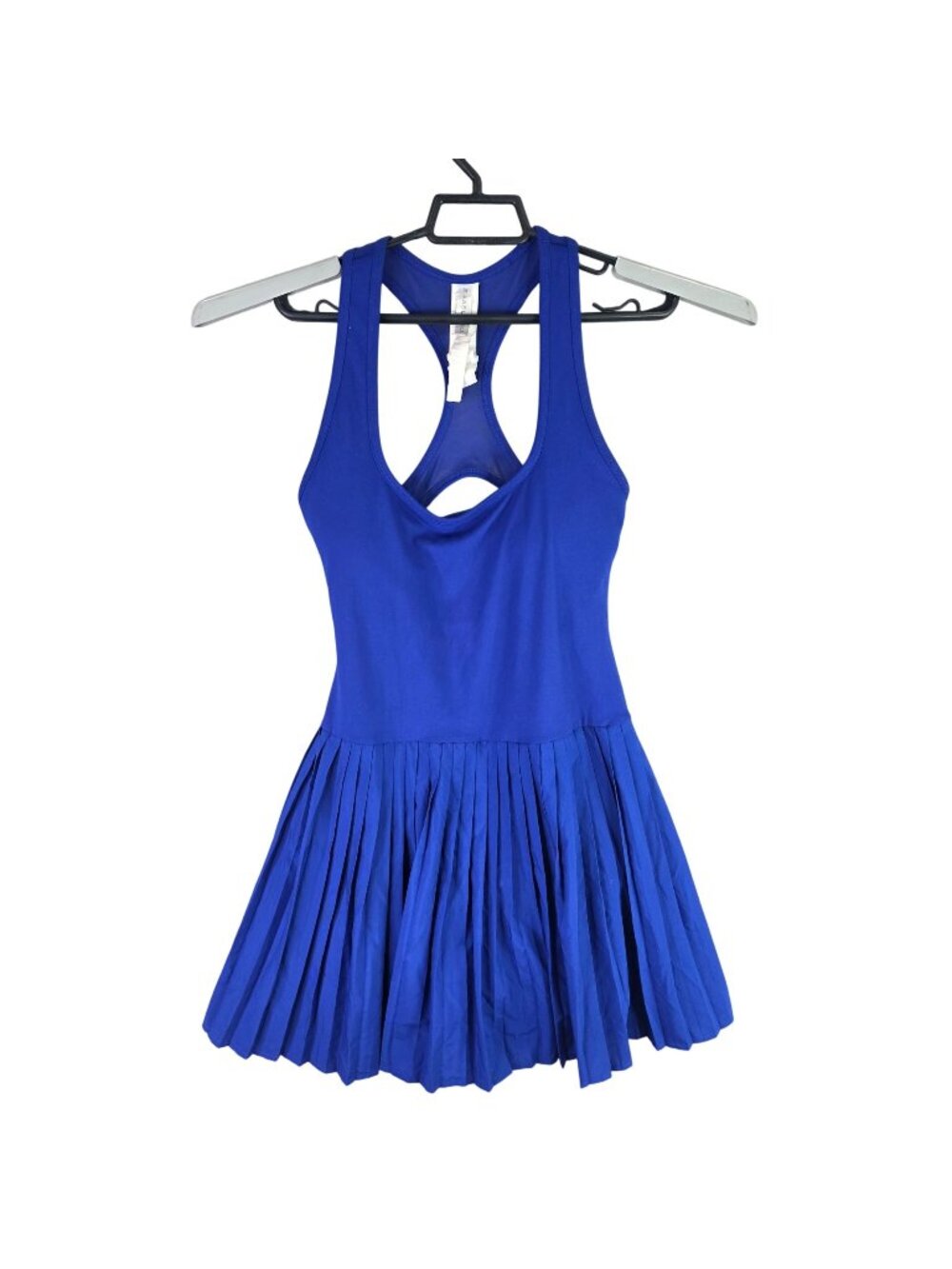 Womens Fabletics Blue Pleated Athletic Racerback Dress Polyester Blend Stretch S